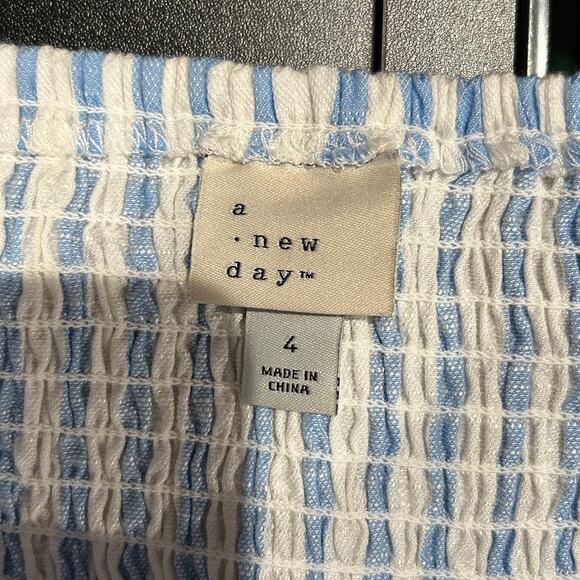 A NEW DAY New Nautical Coastal Blue Striped Sweetheart Neckline Dress Size 4 - Picture 6 of 8